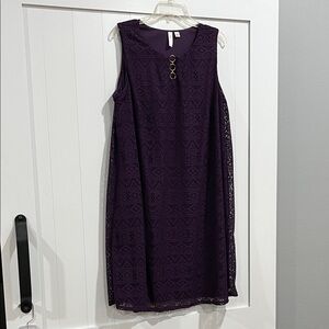 Purple Sleeveless Lace Dress